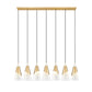 Z-Lite Aimie 7-Light Candelabra Bulb Base Modern Gold Steel Frame Feathered White Glass Shade Linear Chandelier