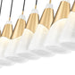 Z-Lite Aimie 7-Light Candelabra Bulb Base Modern Gold Steel Frame Feathered White Glass Shade Linear Chandelier