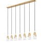 Z-Lite Aimie 7-Light Candelabra Bulb Base Modern Gold Steel Frame Feathered White Glass Shade Linear Chandelier