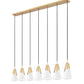 Z-Lite Aimie 7-Light Candelabra Bulb Base Modern Gold Steel Frame Feathered White Glass Shade Linear Chandelier