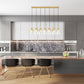 Z-Lite Aimie 7-Light Candelabra Bulb Base Modern Gold Steel Frame Feathered White Glass Shade Linear Chandelier