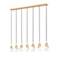 Z-Lite Aimie 7-Light Candelabra Bulb Base Modern Gold Steel Frame Feathered White Glass Shade Linear Chandelier