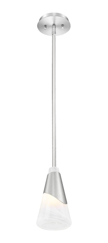 Z-Lite Aimie 828P6-ROD-BN 1-Light Candelabra Bulb Base Brushed Nickel Steel Frame Feathered White Glass Shade Pendant Light