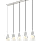 Z-Lite Aimie 828P7-5L-BN 5-Light Candelabra Bulb Base Brushed Nickel Steel Frame Feathered White Glass Shade Linear Chandelier