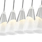 Z-Lite Aimie 828P7-5L-BN 5-Light Candelabra Bulb Base Brushed Nickel Steel Frame Feathered White Glass Shade Linear Chandelier