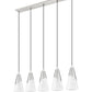 Z-Lite Aimie 828P7-5L-BN 5-Light Candelabra Bulb Base Brushed Nickel Steel Frame Feathered White Glass Shade Linear Chandelier