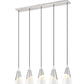 Z-Lite Aimie 828P7-5L-BN 5-Light Candelabra Bulb Base Brushed Nickel Steel Frame Feathered White Glass Shade Linear Chandelier