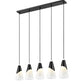 Z-Lite Aimie 828P7-5L-MB 5-Light Candelabra Bulb Base Matte Black Steel Frame Feathered White Glass Shade Linear Chandelier