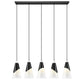 Z-Lite Aimie 828P7-5L-MB 5-Light Candelabra Bulb Base Matte Black Steel Frame Feathered White Glass Shade Linear Chandelier