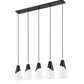 Z-Lite Aimie 828P7-5L-MB 5-Light Candelabra Bulb Base Matte Black Steel Frame Feathered White Glass Shade Linear Chandelier