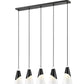 Z-Lite Aimie 828P7-5L-MB 5-Light Candelabra Bulb Base Matte Black Steel Frame Feathered White Glass Shade Linear Chandelier