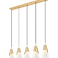 Z-Lite Aimie 828P7-5L-MGLD 5-Light Candelabra Bulb Base Modern Gold Steel Frame Feathered White Glass Shade Linear Chandelier