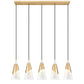 Z-Lite Aimie 828P7-5L-MGLD 5-Light Candelabra Bulb Base Modern Gold Steel Frame Feathered White Glass Shade Linear Chandelier