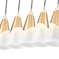 Z-Lite Aimie 828P7-5L-MGLD 5-Light Candelabra Bulb Base Modern Gold Steel Frame Feathered White Glass Shade Linear Chandelier