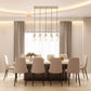 Z-Lite Aimie 828P7-5L-MGLD 5-Light Candelabra Bulb Base Modern Gold Steel Frame Feathered White Glass Shade Linear Chandelier