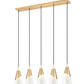 Z-Lite Aimie 828P7-5L-MGLD 5-Light Candelabra Bulb Base Modern Gold Steel Frame Feathered White Glass Shade Linear Chandelier