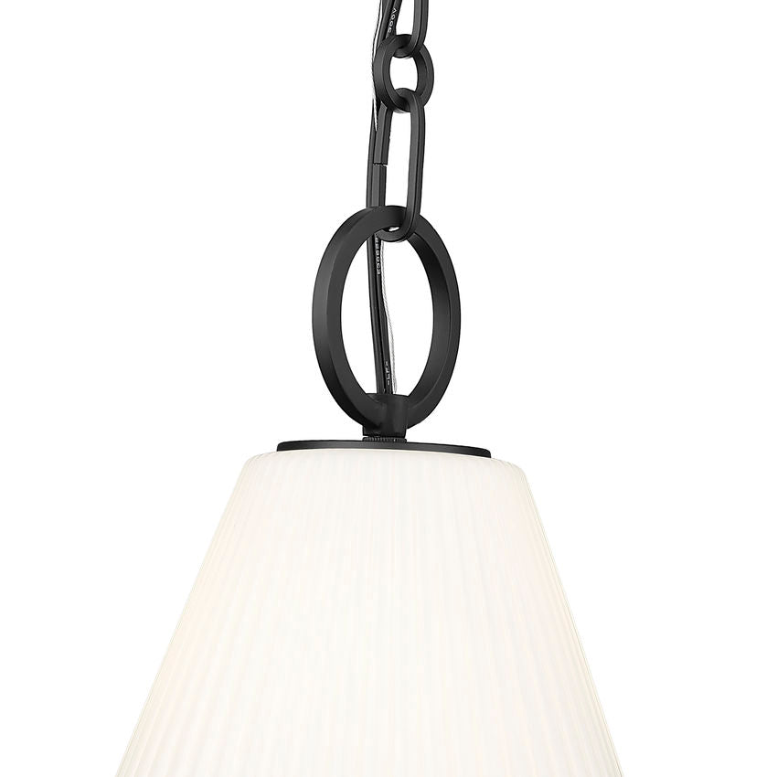 Z-Lite Alaric 10" 1-Light Matte Black Pendant Light With White Glass Shade