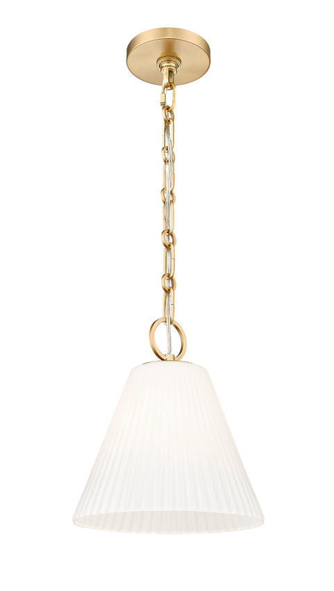 Z-Lite Alaric 10" 1-Light Modern Gold Pendant Light With White Glass Shade