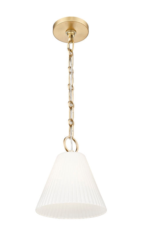Z-Lite Alaric 10" 1-Light Modern Gold Pendant Light With White Glass Shade