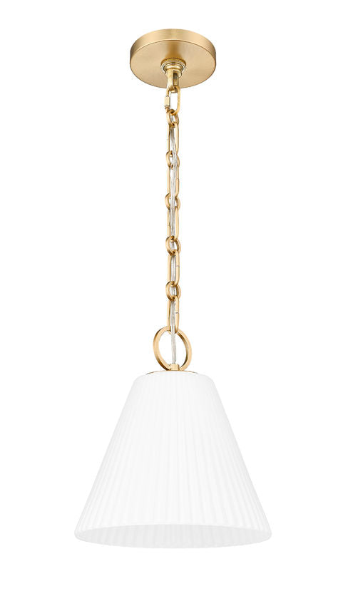 Z-Lite Alaric 10" 1-Light Modern Gold Pendant Light With White Glass Shade