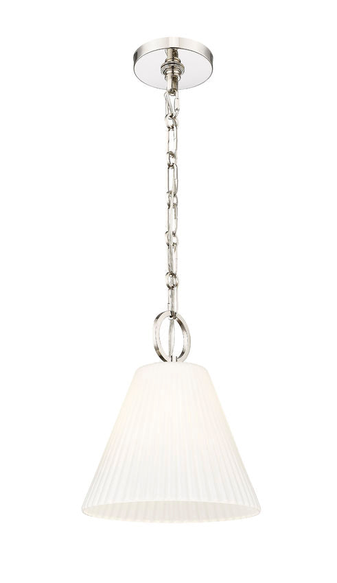 Z-Lite Alaric 10" 1-Light Polished Nickel Pendant Light With White Glass Shade