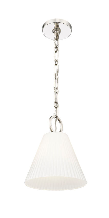 Z-Lite Alaric 10" 1-Light Polished Nickel Pendant Light With White Glass Shade