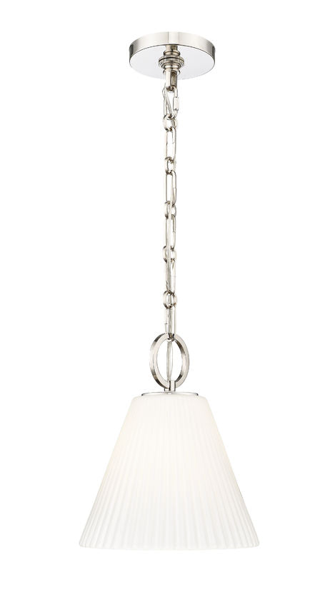 Z-Lite Alaric 10" 1-Light Polished Nickel Pendant Light With White Glass Shade