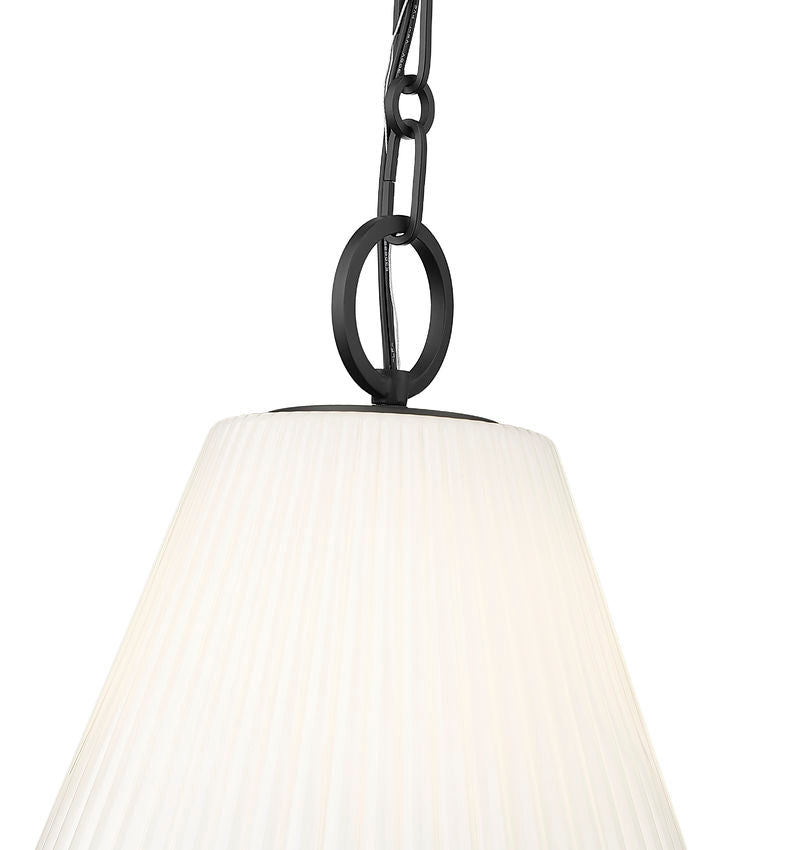 Z-Lite Alaric 14" 1-Light Matte Black Pendant Light With White Glass Shade