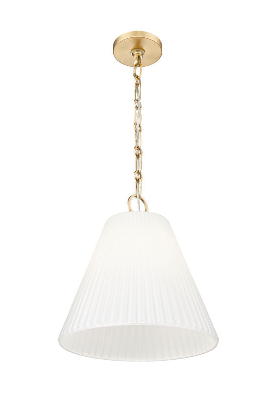 Z-Lite Alaric 14" 1-Light Modern Gold Pendant Light With White Glass Shade
