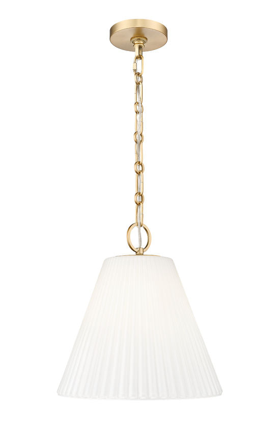 Z-Lite Alaric 14" 1-Light Modern Gold Pendant Light With White Glass Shade