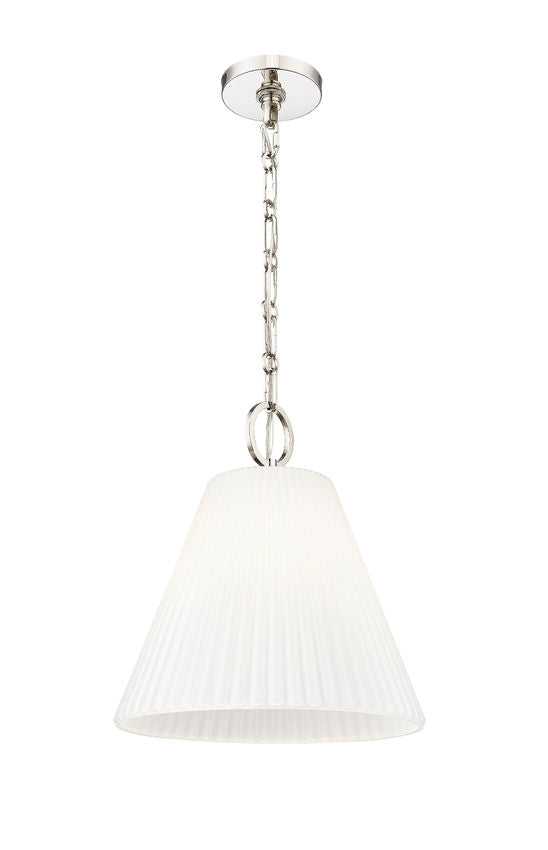 Z-Lite Alaric 14" 1-Light Polished Nickel Pendant Light With White Glass Shade
