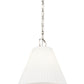 Z-Lite Alaric 14" 1-Light Polished Nickel Pendant Light With White Glass Shade