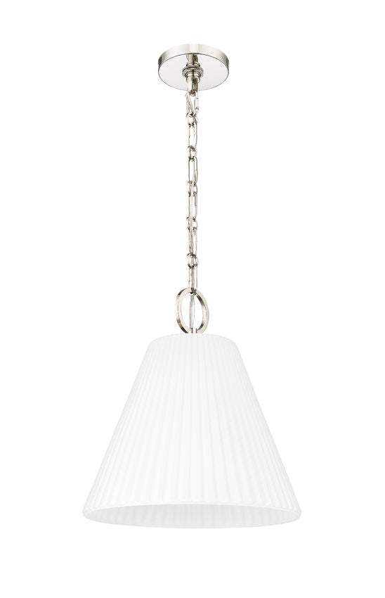 Z-Lite Alaric 14" 1-Light Polished Nickel Pendant Light With White Glass Shade