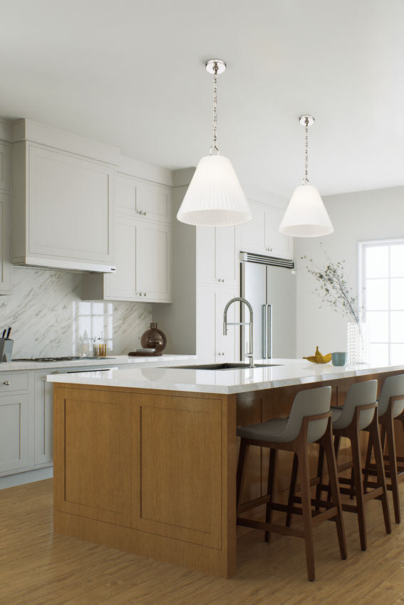 Z-Lite Alaric 14" 1-Light Polished Nickel Pendant Light With White Glass Shade
