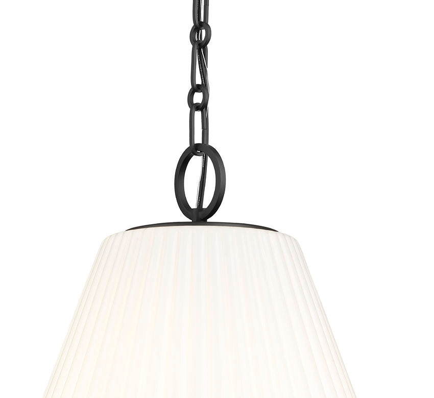 Z-Lite Alaric 18" 3-Light Matte Black Pendant Light With White Glass Shade