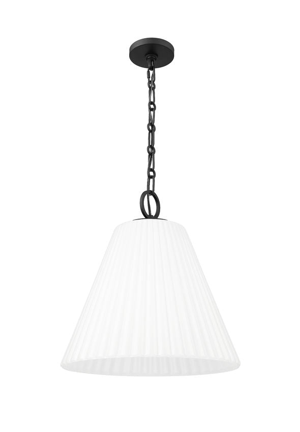 Z-Lite Alaric 18" 3-Light Matte Black Pendant Light With White Glass Shade