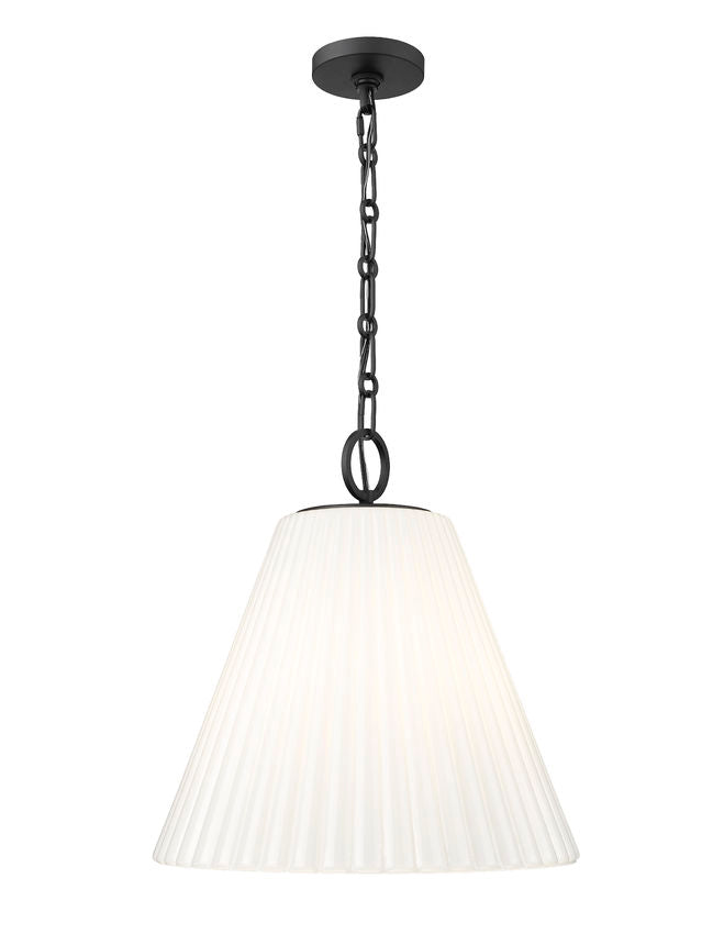 Z-Lite Alaric 18" 3-Light Matte Black Pendant Light With White Glass Shade