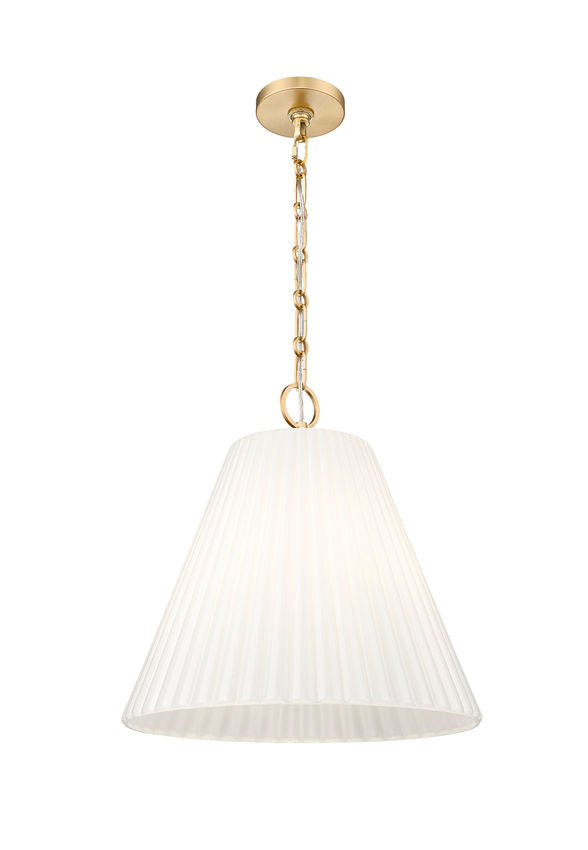 Z-Lite Alaric 18" 3-Light Modern Gold Pendant Light With White Glass Shade