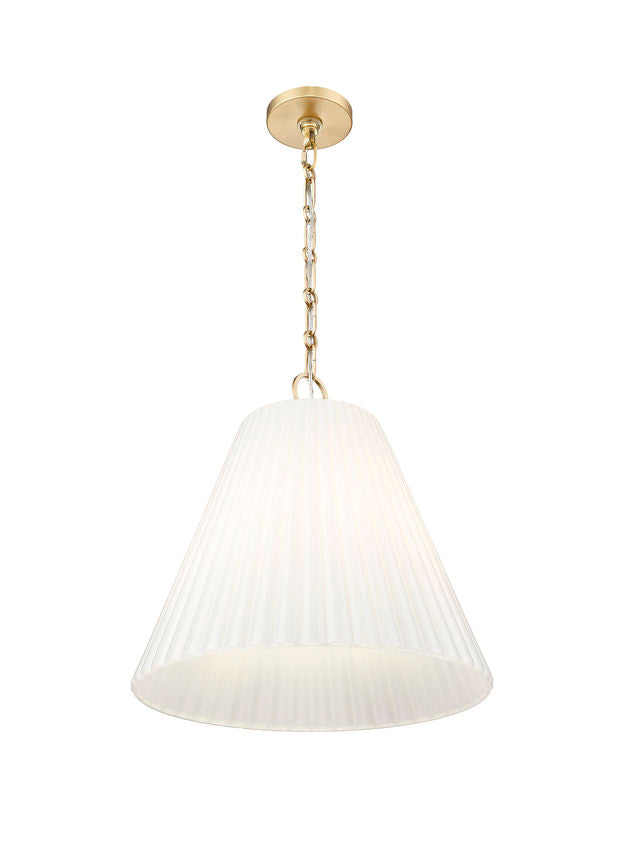 Z-Lite Alaric 18" 3-Light Modern Gold Pendant Light With White Glass Shade