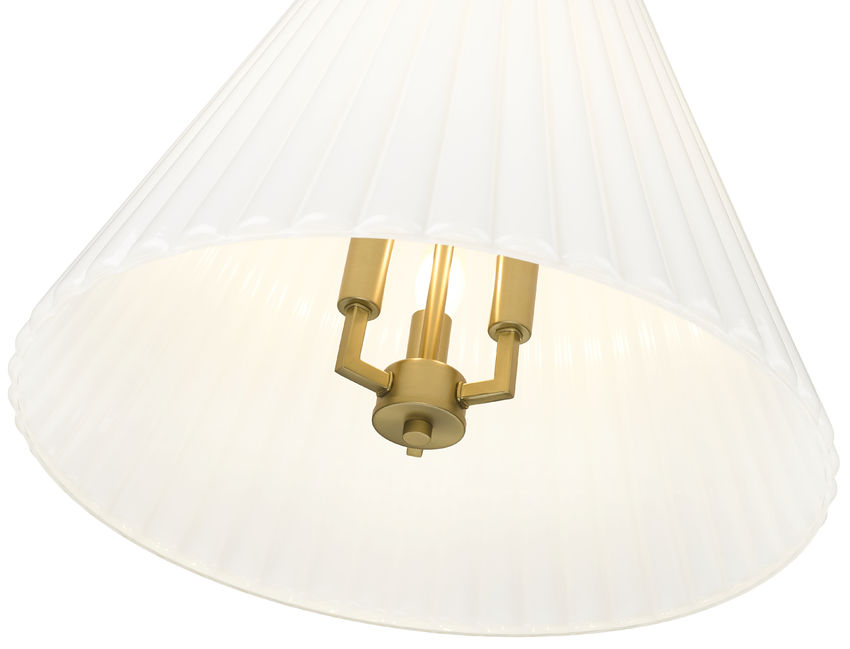 Z-Lite Alaric 18" 3-Light Modern Gold Pendant Light With White Glass Shade