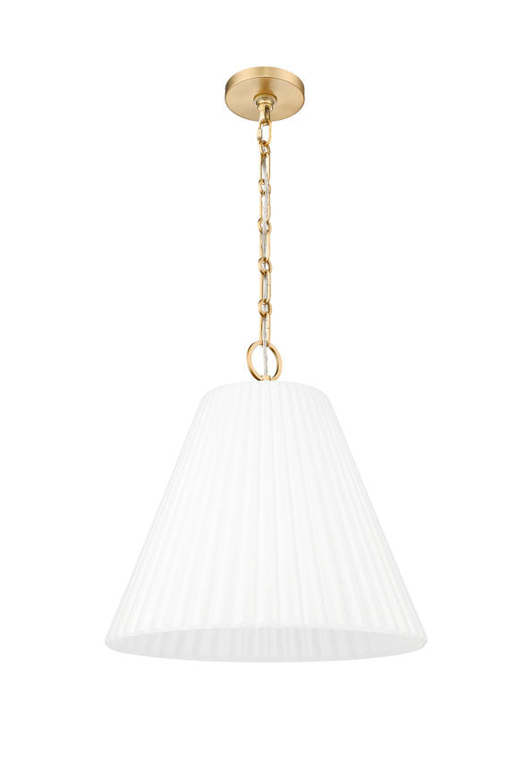 Z-Lite Alaric 18" 3-Light Modern Gold Pendant Light With White Glass Shade