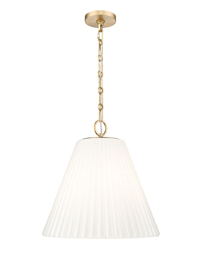 Z-Lite Alaric 18" 3-Light Modern Gold Pendant Light With White Glass Shade