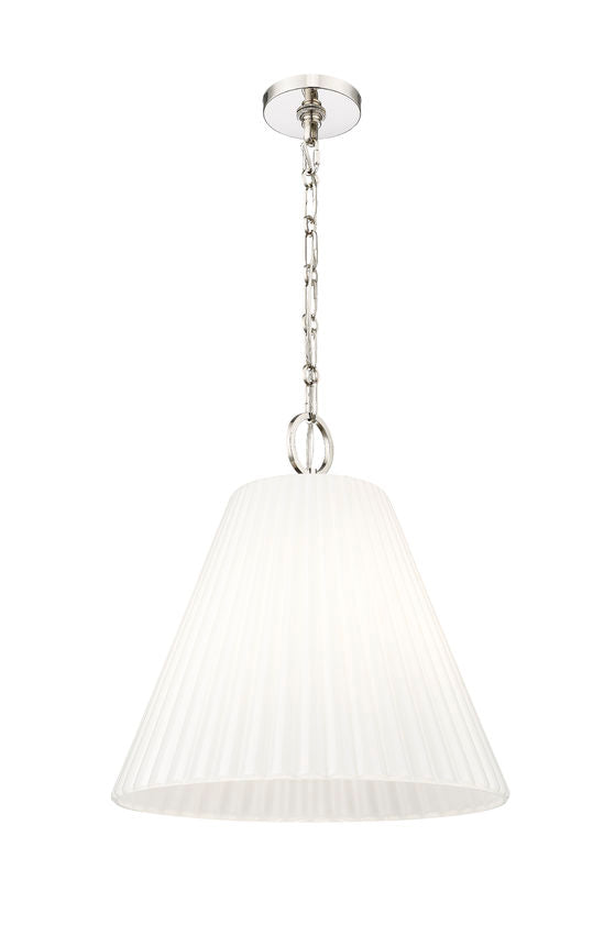 Z-Lite Alaric 18" 3-Light Polished Nickel Pendant Light With White Glass Shade