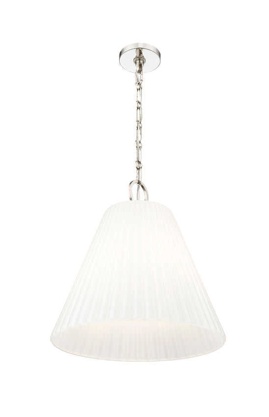 Z-Lite Alaric 18" 3-Light Polished Nickel Pendant Light With White Glass Shade