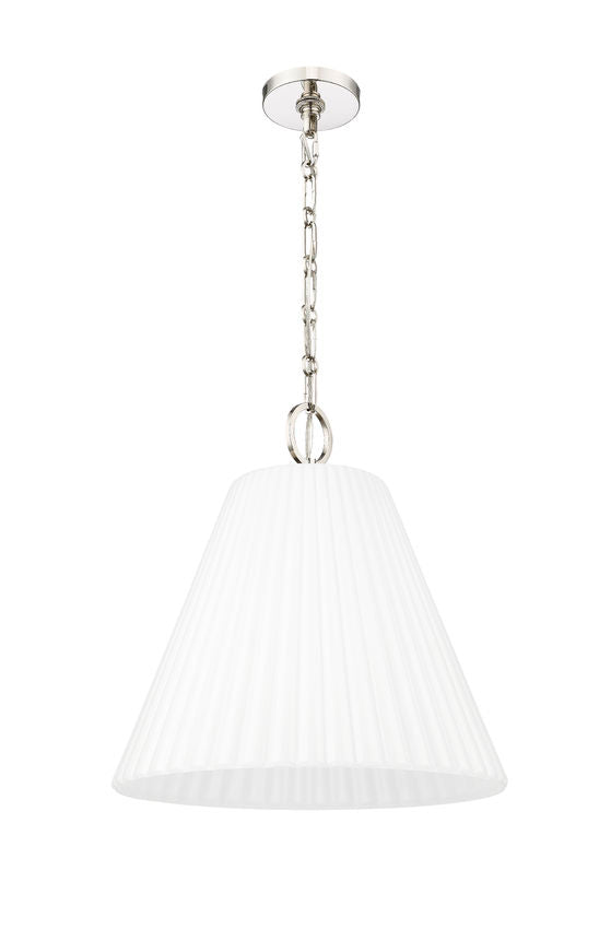 Z-Lite Alaric 18" 3-Light Polished Nickel Pendant Light With White Glass Shade