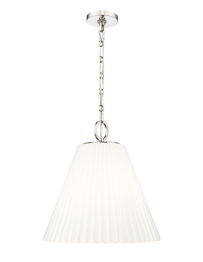 Z-Lite Alaric 18" 3-Light Polished Nickel Pendant Light With White Glass Shade