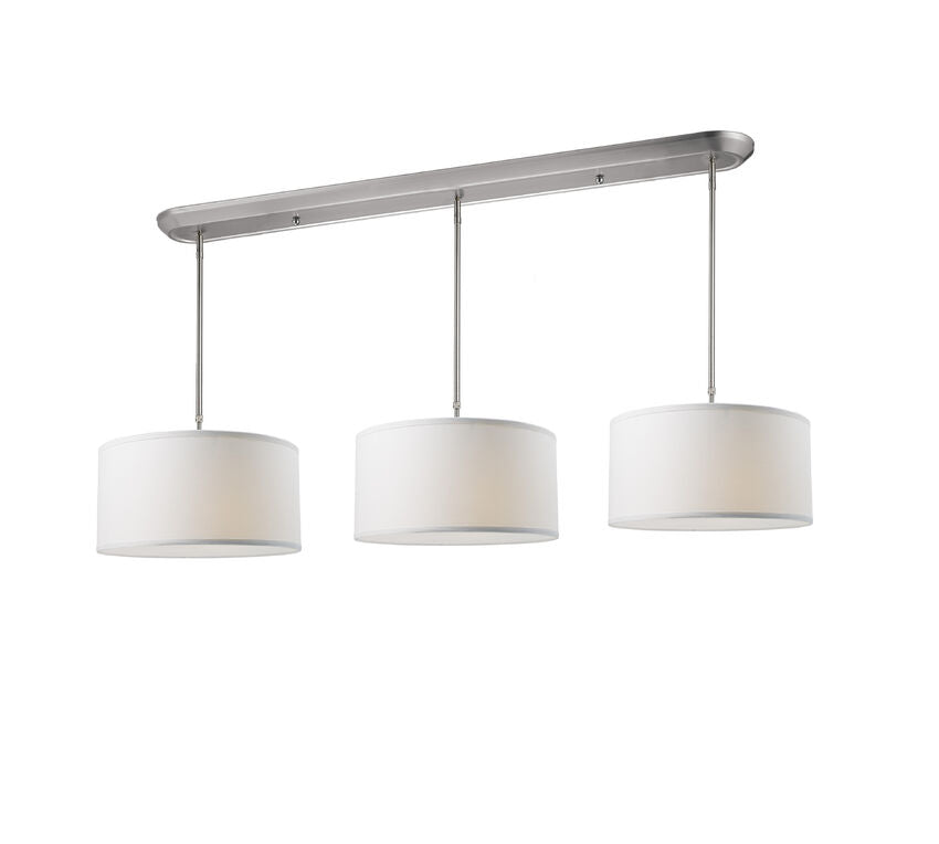 Z-Lite Albion 16" 9-Light Brushed Nickel Island Light With White Linen Fabric Shade