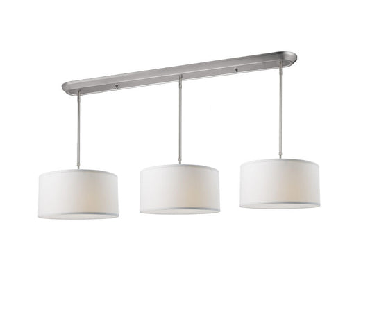 Z-Lite Albion 16" 9-Light Brushed Nickel Island Light With White Linen Fabric Shade