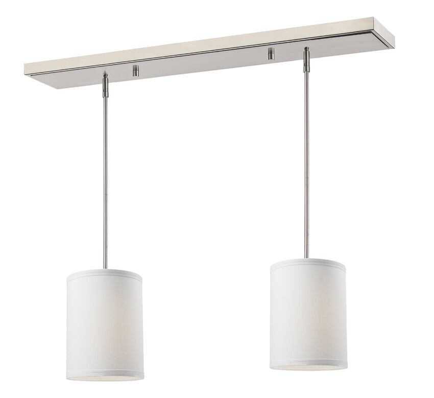 Z-Lite Albion 6" 2-Light Brushed Nickel Island Light With White Linen Fabric Shade