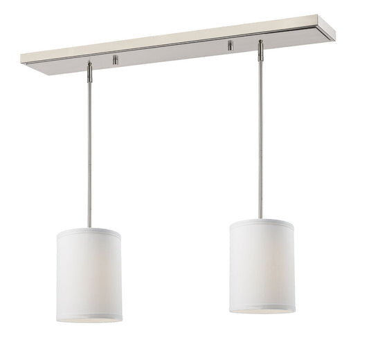 Z-Lite Albion 6" 2-Light Brushed Nickel Island Light With White Linen Fabric Shade